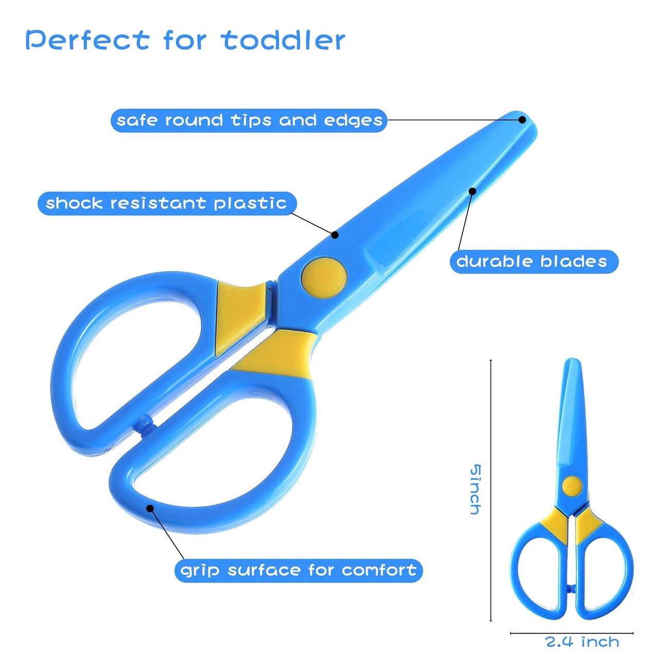 Plastic Safety Scissors, Toddlers Training Scissors, Pre-school Training Scissors and Offices Scissors Kids Paper-Cut (3pcs &Paper Cutting)
